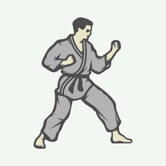 Fototapeta na wymiar Vintage karate or martial arts logo, emblem, badge, label 