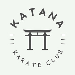 Retro Japanese torii gate in vintage style.