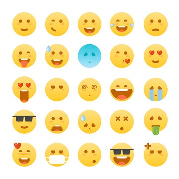 Emoticon set. Emoticon vector illustration. Emoticon icons. Emoticon face on a white background. Emoticon smiley faces. Emoticon flat design. Emoticon isolated. Emoticon for web site, chat, sms.