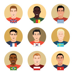 Set of vector icons - people of different nationalities. 