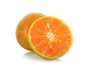 Sliced tangerine isolated on the white background