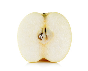Sliced yellow pear isolated on the white background