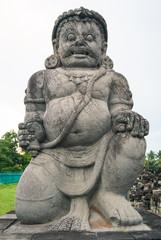 A statue at the entrance to the Sewu ancient Buddhist temple, Central Java, Indonesia.