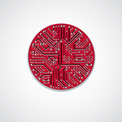 Vector circuit board circle, digital technologies abstraction. B