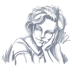 Graphic vector hand-drawn illustration of white skin attractive