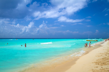 Fototapeta na wymiar Caribbean sea beach in Playa del Carmen, Mexico
