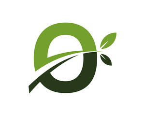 O green leaves letter swoosh ecology logo 