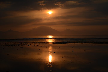 Sunset over Balis volcano