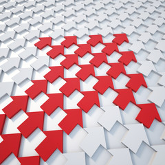3d rendering red and white arrow background
