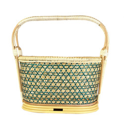 Empty wicker basket isolated on white