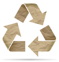 Obraz premium recycle symbol from crumpled paper