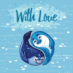 Yin Yang seal pups vector illustration. 