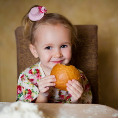 Dasha. girl with french bread