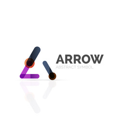 Linear arrow abstract logo, connected multicolored segments of lines in directional pointer figure