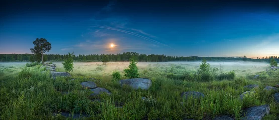 Kunstfelldecke mit Foto Sommer Panoramalandschaft Nachtwiese