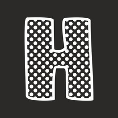 H vector alphabet letter with white polka dots on black background