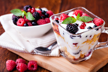 yogurt with muesli and berries