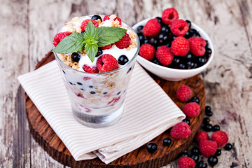 yogurt with muesli and berries