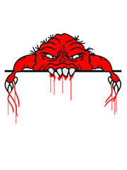 ugly face monster horror halloween grimace eat disgusting wall bleeding bite to eat scratch