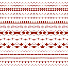 Patterned strips from simple elements. Set zentangle ornaments.