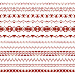 Patterned strips from simple elements. Set zentangle ornaments.