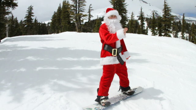 Snowboarding Santa Claus