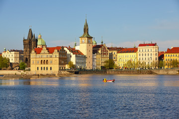 Fototapeta premium Vltava River and Old Town in Prague