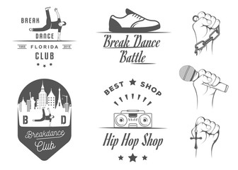 Obraz premium Vector Set of Badges, Logos and Sign Break Dance
