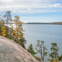 Autumnal view of the sea bay in Finland