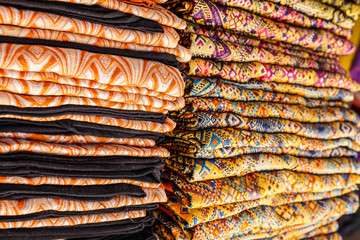 hand woven colorful fabric of northern Thailand.