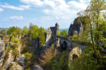 Saxony park in Germany with stones
