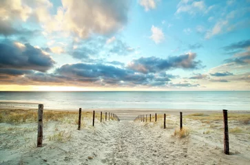 Photo sur Plexiglas Plage et mer chemin de sable jusqu& 39 à la plage de la mer du Nord