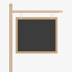 Wood Sign Board hanging with Rope. vector illustration