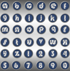 vector set of silver metallic fonts