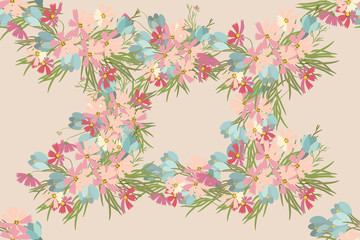 Floral crocus cosmos background vector illustration