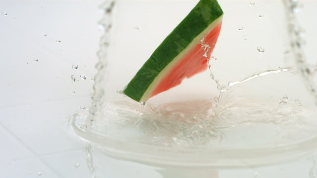 Watermelon splashing, slow motion