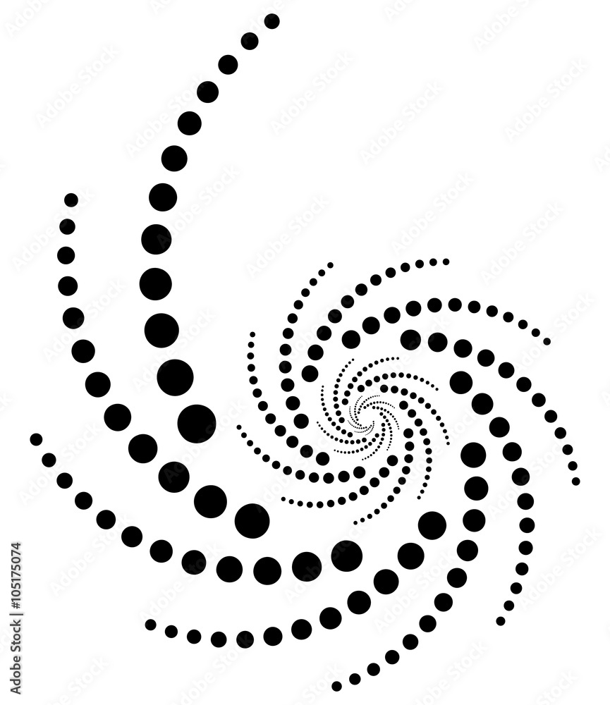 Poster Circular, radial dots. Abstract dotted, concentric element.