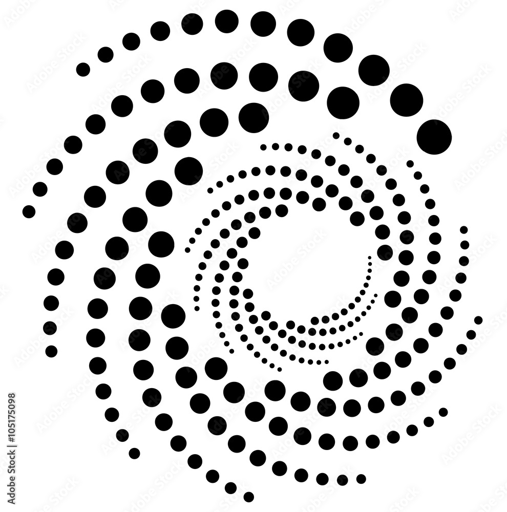 Poster circular, radial dots. abstract dotted, concentric element.
