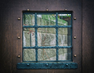 Detail of a window with bars, retro