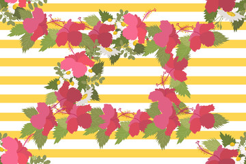 Floral daisy hibiscus background vector illustration