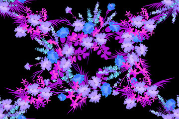 Floral Lavender Carnation St. John's wort  background vector illustration. Sprig  background, floral greeting card