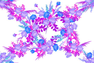 Fototapeta na wymiar Floral Lavender Carnation St. John's wort background vector illustration. Sprig background, floral greeting card