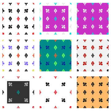 Set of card suits seamless pattern
