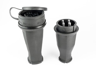 Electric rubber power plug with socket