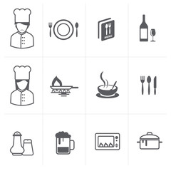 Cooking and kitchen icons set