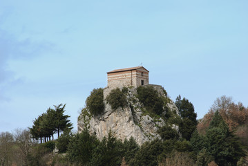 Fototapeta na wymiar Small church on the rock