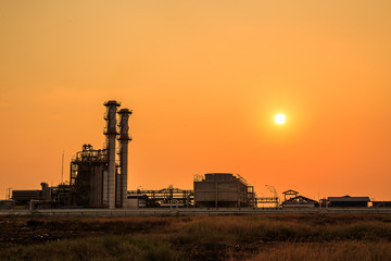 Electric  plant and sunset sky Blur background