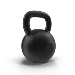 Fototapeta na wymiar Cast iron kettlebell isolated on white with natural reflection.