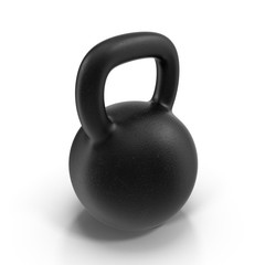 Fototapeta na wymiar Cast iron kettlebell isolated on white with natural reflection.