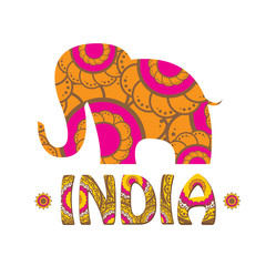 vector indian elephant with color pattern. 